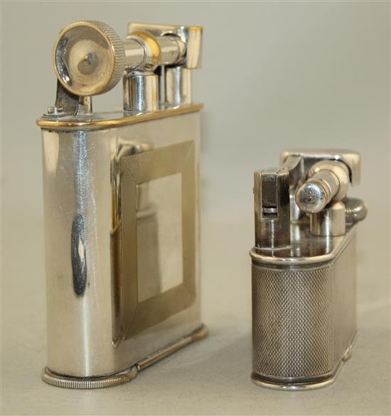 A Dunhill electroplated lift arm lighter & another lighter